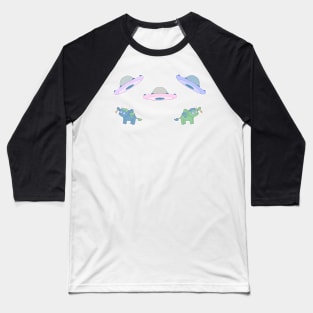 Adorable Pastel UFOs and Cows Baseball T-Shirt